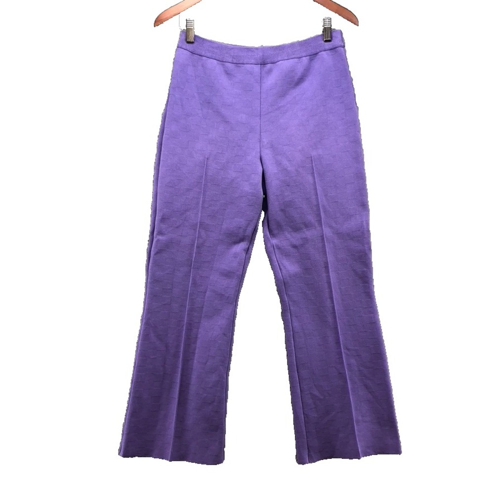High Sport Dress Pants Womens Large Purple Crop Flare Ankle Stretch Pull On‎